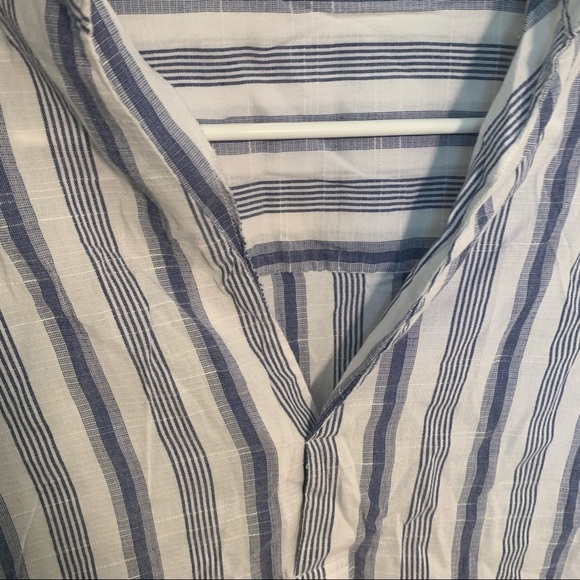 Forever 21 Split Neck Tunic Top White Blue Stripes - Picture 6 of 11
